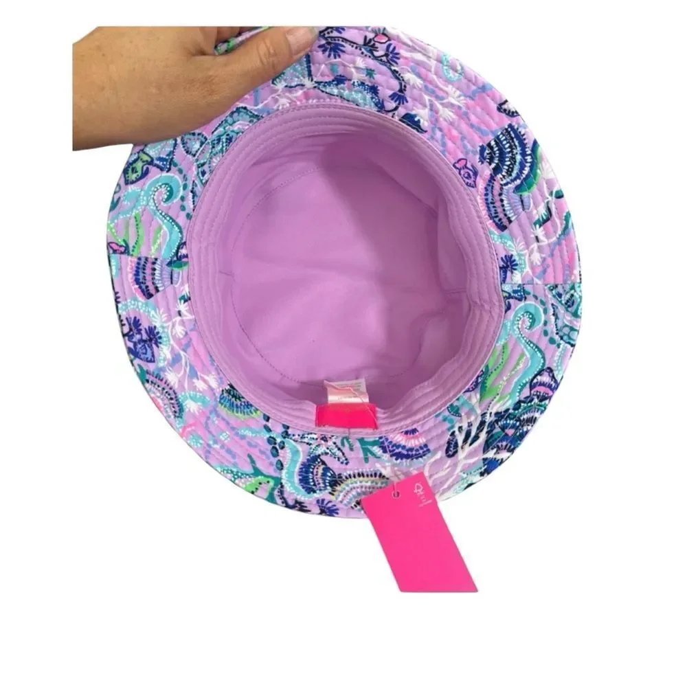NWT Lilly Pulitzer Bucket Sun Hat Lilac Freesia Mermaid For You Purple Blue